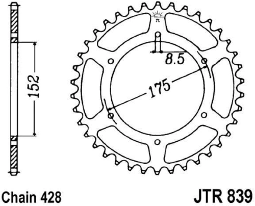 Reťazová rozeta JTR 839-53 53 zubov, 428