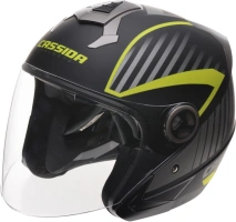 Otvorená prilba na motorku Cassida Magnum s dlhým plexi - čierna / sivá / žltá fluo - XS (3)
