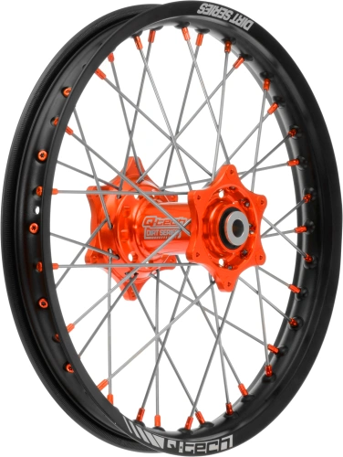 Zadné koleso kompletný (18 "x 2,15") KTM, Q-TECH (čierny ráfik, oranžový stred) M341-013