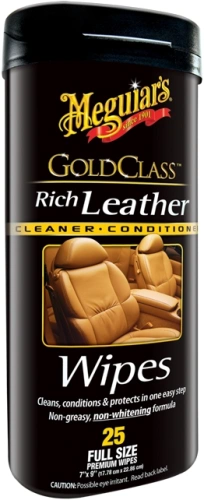 Meguiars Gold Class Rich Leather Cleaner Wipes - obrúsky na vyčistenie a ošetrenie kože 25 ks