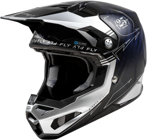 Přilba FORMULA S CARBON, FLY RACING - USA (modrá/stříbrná)