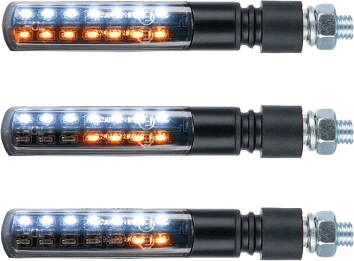 Sekvenčné LED blinkre Nightslider 2 v 1, predné vr. denného svietenia, OXFORD (sada vr. odporov, pár) M010-057