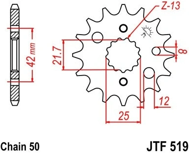 Reťazové koliesko JTF 519-15 15 zubov, 530