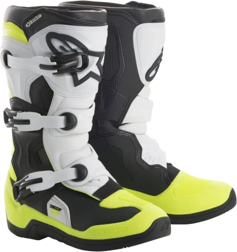 Boty TECH 3S YOUTH, ALPINESTARS, dětské (černá/žlutá fluo/bílá, vel.37)