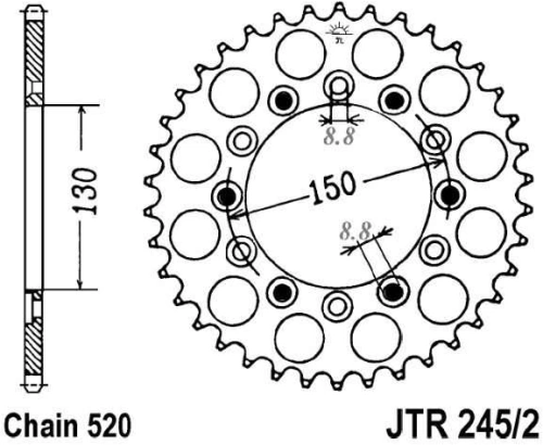 Reťazová rozeta JTR 245 / 2-48 48 zubov, 520