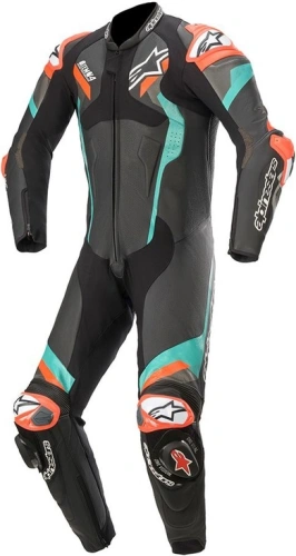 Jednodielna kombinéza ATEMI V4, ALPINESTARS (čierna / modrá / červená fluo, veľ. 58)