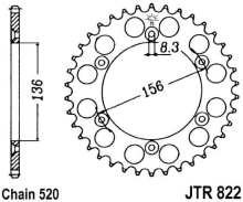 Reťazová rozeta JTR 822-48 48 zubov, 520