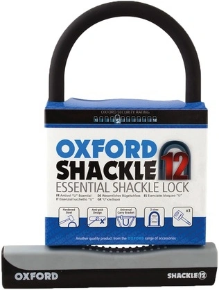 Zámok U profil Shackle 12, OXFORD (sivý / čierny, 245 x 190 mm, priemer čapu 12 mm)