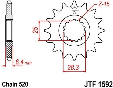 Reťazové koliesko JTF 1592-15 15 zubov, 520