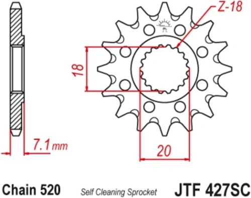 Reťazové koliesko pre sekundárne reťaze typu 520, JT - Anglicko (13 zubov) M290-3077-13