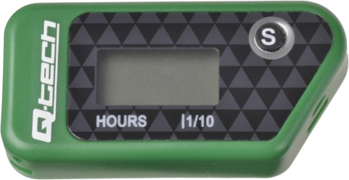 Merač motohodín bezdrôtový s nulovateľným počítadlom, Q-TECH (zelený)