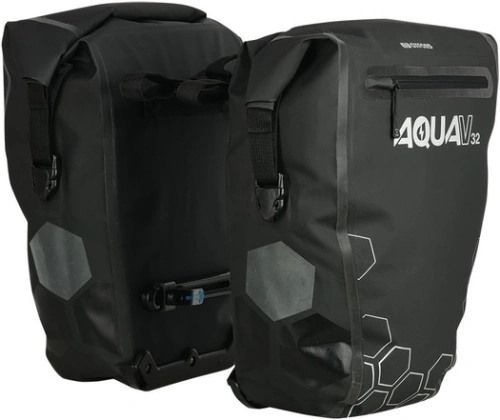 Bočné tašky AQUA V32 QR, OXFORD (čierne, s rýchloupínacím systémom, objem 32l, 1 pár)