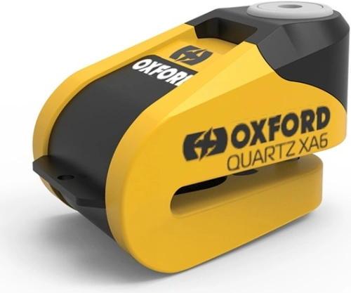 Zámok kotúčové brzdy Quartz Alarm XA6, OXFORD - Anglicko (integrovaný alarm, žltý / čierny, priemer čapu 6mm)