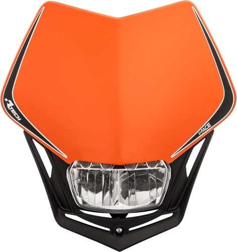 UNI predná maska vrátane svetla V-Face FULL LED, RTECH (oranžová/čierna) M400-1501