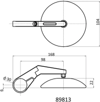 Spätné zrkadlo univerzálne do koncov riadidiel D-MIRROR-9 krátke (sada 2 ks), Daytona M001-013 (2)