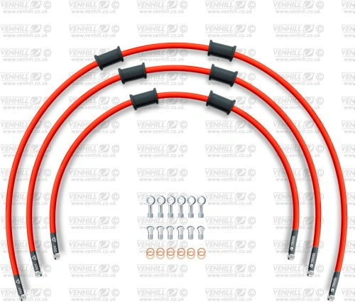 STANDARD Hadica prednej brzdy sada Venhill POWERHOSEPLUS SUZ-7007F-RD (3 hadice v sade) červenej hadice, chrómové koncovky