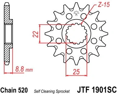 Reťazové koliesko JTF 1901-14SC 14 zubov, 520