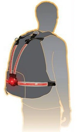 Svetelný pás OXFORD Commuter X4 s LED svetlom - čierno červený, na batohy s objemom 35l