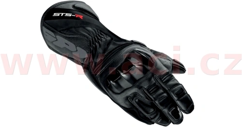 Športové celokožené pánske rukavice na motorku SPIDI STS R - čierne