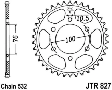 Reťazová rozeta JTR 827-44 44 zubov, 532