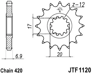 Reťazové koliesko JTF 1120-14 14 zubov, 420