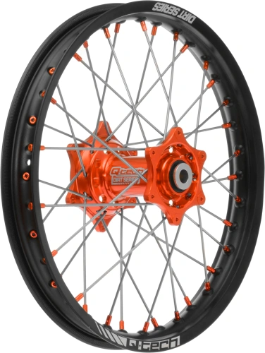 Zadné koleso kompletný (19 "x 2,15") KTM, Q-TECH (čierny ráfik, oranžový stred) M341-011
