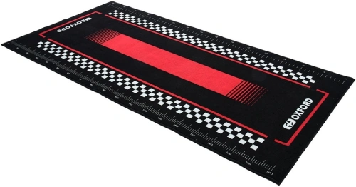 Textilný koberec pod motocykel PITLANE RED L, OXFORD (červená/čierna, rozmer 200 x 100 cm, spĺňajúci predpisy FIM)