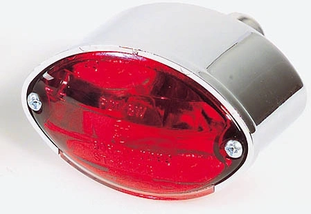 Koncové svetlo Micro Cateye, chróm, "E" s osvetlením ŠPZ, 64x39 mm