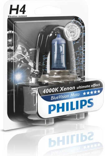 Žiarovka Philips H4 Blue Vision Moto, 12V 60 / 55W - xenónový efekt