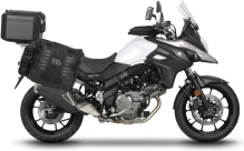 Kompletní sada sedlových brašen SHAD TERRA TR40 a  černého hliníkového 48L topcase, včetně montážní sady SHAD SUZUKI DL 650 V-Strom