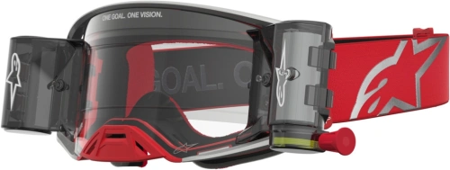 Brýle SUPERTECH FIRMA ROLL-OFF WIDE VISION, ALPINESTARS (červená/stříbrná, čiré plexi a roll-off systém) 2027