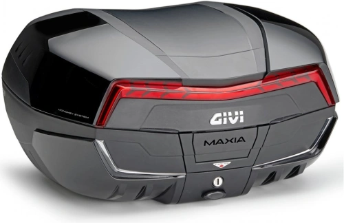 V58NN kufr GIVI Maxia 5 černý lakovaný lesklý (Monokey), červená optika, objem 58 ltr.