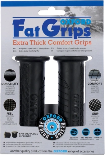 Gripy Fat grips, OXFORD - Anglicko (čierna guma, tvrdosť gumy medium, pár) M003-97