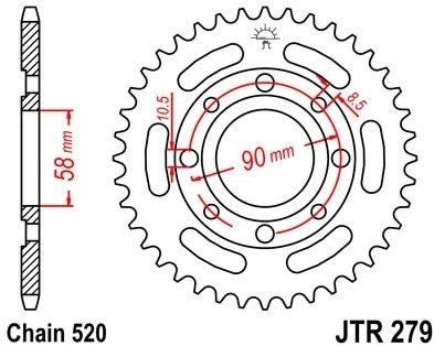 Reťazová rozeta JTR 279-30 30 zubov, 520