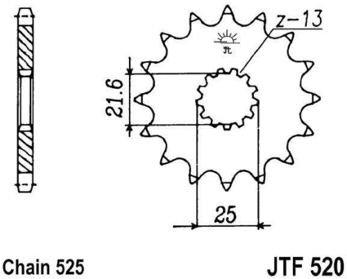 Reťazové koliesko JTF 520-16 16 zubov, 525