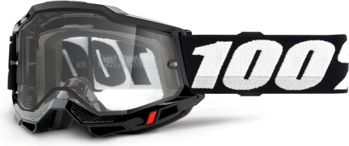 Accura 2 100% - USA, Enduro Moto okuliare čierne - číre Dual plexi