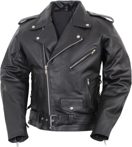 Pánska kožená bunda - krivák na motorku RSA - čierna