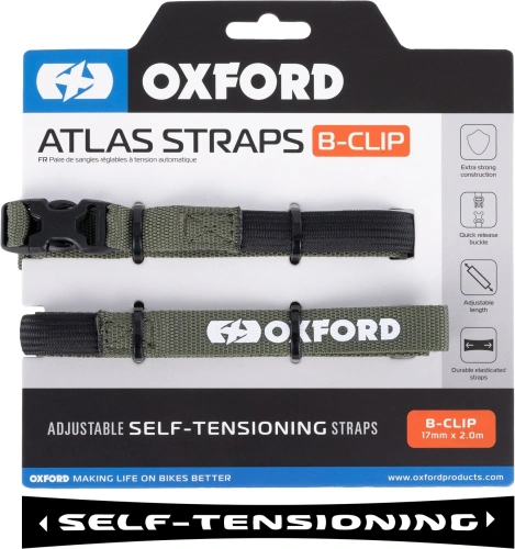 Zavazadlové popruhy Atlas B-Clip, OXFORD (zelená, 17mm x 2m)