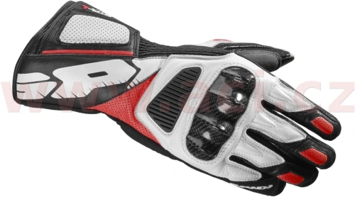 Pánske športové kožené rukavice na motorku SPIDI STR4 Vent - červené / biele / čierne