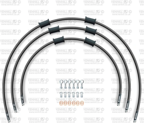 STANDARD Hadica prednej brzdy sada Venhill POWERHOSEPLUS YAM-10006F-BK (3 hadice v sade) čiernej hadice, chrómové koncovky