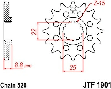 Reťazové koliesko JTF 1901-11 11 zubov, 520