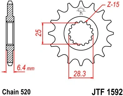 Reťazové koliesko JTF 1592-16 16 zubov, 520