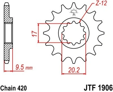 Reťazové koliesko JTF 1906-15 15 zubov, 420