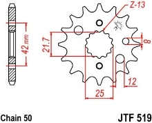 Reťazové koliesko JTF 519-17 17 zubov, 530