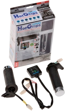 Vyhrievané gripy na motorku Oxford EL800 Hotgrips Premium Cruiser - čierna / chróm, pre riadidlá 25mm (1 ")