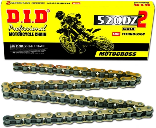 Motokrosová závodná reťaz DID Chain 520DZ2 SDH 114 L Zlatá/Čierna