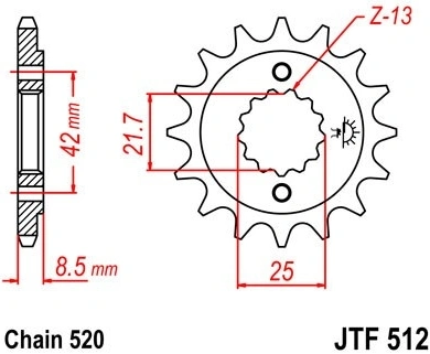 Reťazové koliesko JTF 512-14 14 zubov, 520