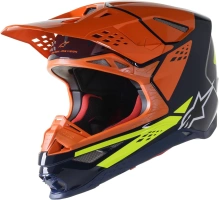 Přilba SUPERTECH S-M8 FACTORY, ALPINESTARS (tmavá modrá/oranžová/žlutá fluo lesklá) Přilba SUPERTECH S-M8 FACTORY, ALPINESTARS (tmavá modrá/oranžová/žlutá fluo lesklá)