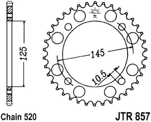 Reťazová rozeta JTR 857-39 39 zubov, 520