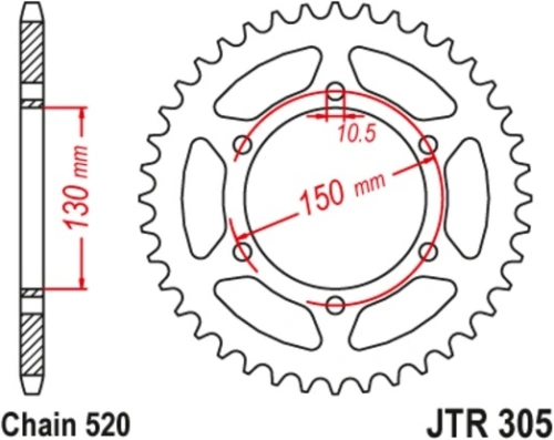 Oceľová rozeta pre sekundárne reťaze typu 520, JT (46 zubov) M270-3026-46